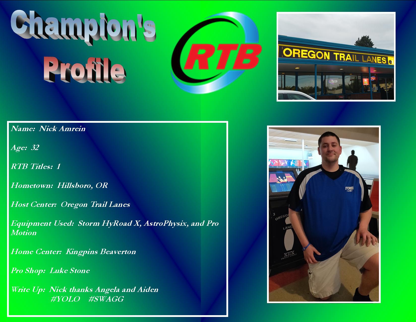 Champion Profile Nick Amrein 2-8-20 Oregon Trail Lanes MegaBuck Singles